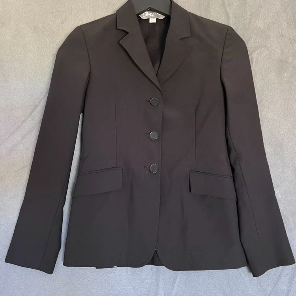 R.J. Classics Black Show Coat, Girls Size 14R grey label washable 100%